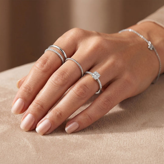 LUXURIANT DIAMOND - Lab Grown Diamant SI-GH Ring 925 Silber Rhodiniert (Größe 21.00) ca. 0,20 ct