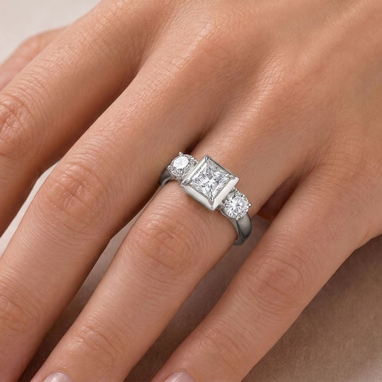 LUXURIANT DIAMOND - Lab Grown  Diamant SGL zertifiziert  SI-GH Ring 925 Silber Rhodiniert (Größe 19.00) ca. 3,00 ct