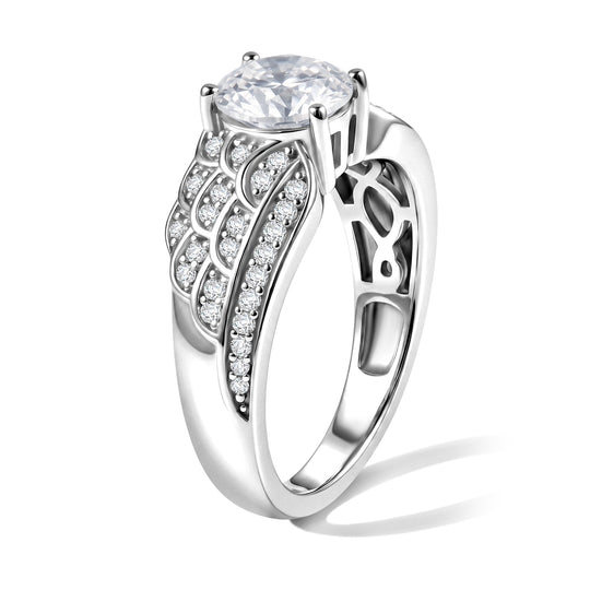 SCHUTZENGEL KOLLEKTION - D'Joy Moissanit Ring 925 Silber Rhodiniert (Größe 21.00) ca. 1.55 ct