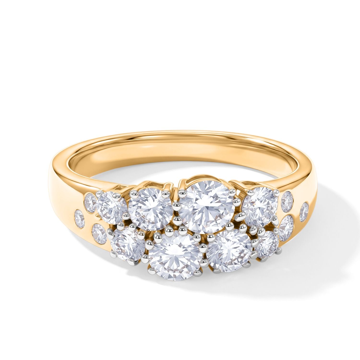 LUXURIANT DIAMOND - Lab Grown Diamant SGL zertifiziert SI-GH Ring 925 Silber 750 Gelbgold vermeil (Größe 17.00) ca. 1,48 ct
