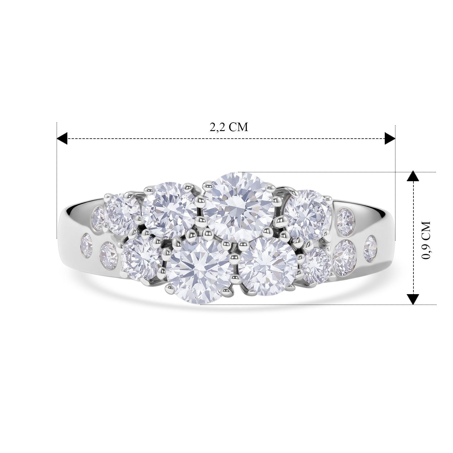 LUXURIANT DIAMOND - Lab Grown Diamant SGL zertifiziert SI-GH Ring 925 Silber Rhodiniert (Größe 19.00) ca. 1,48 ct