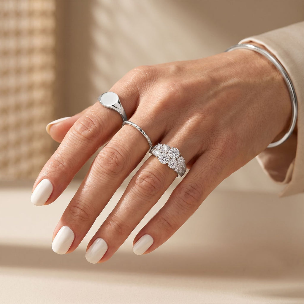 LUXURIANT DIAMOND - Lab Grown Diamant SGL zertifiziert SI-GH Ring 925 Silber Rhodiniert (Größe 20.00) ca. 1,48 ct