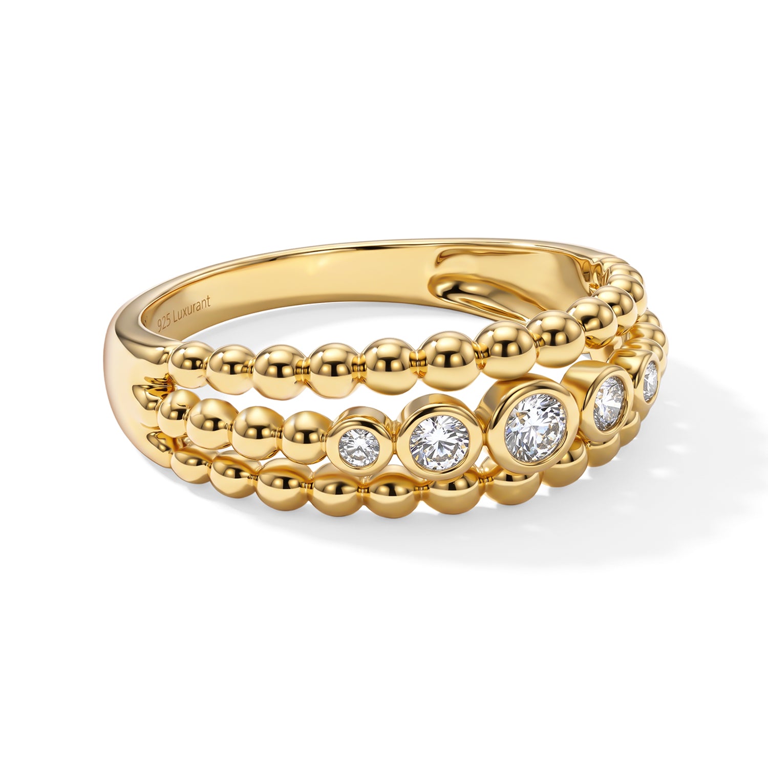 LUXURIANT DIAMOND - Lab Grown Diamant SI-GH Ring 925 Silber 750 Gelbgold vermeil (Größe 17.00) ca. 0,25 ct