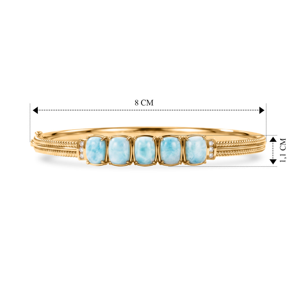 EVER TRUE AA Larimar, Weißer Zirkon Armreif ca. 19 cm Reine Bronze ca. 8,94 ct.