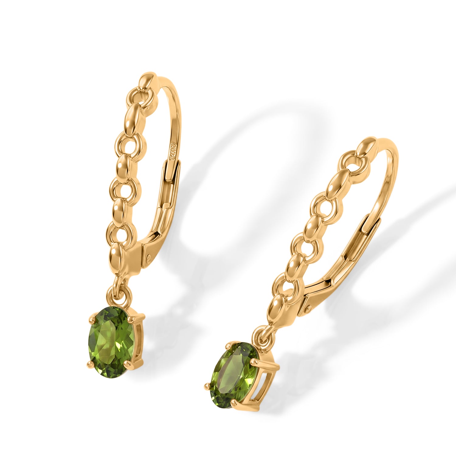 D'Joy Peridot Arizona Ohrringe 925 Silber 750 Vergoldet ca. 1,02 ct.