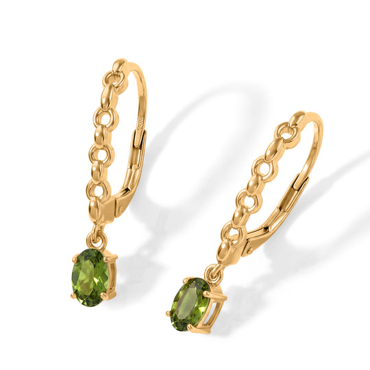 D'Joy Peridot Arizona Ohrringe, 925 Silber 750 vergoldet - 1,02 ct.