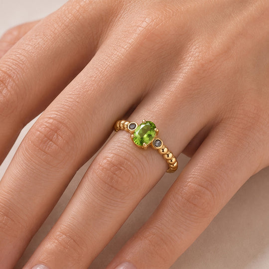 EVER TRUE Arizona Peridot, Weißer Diamant Ring Reine Bronze (Größe 21.00) ca. 0,53 ct