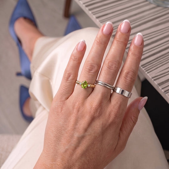 EVER TRUE Peridot Arizona, Weißer Diamant Ring Reine Bronze (Größe 17.00) ca. 0,53 ct