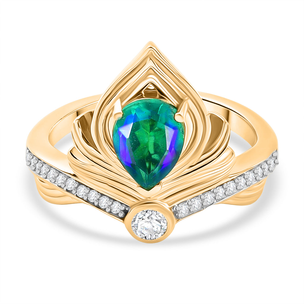 D'Joy Pfau Triplett Quarz und Zirkon Ring und Anhänger