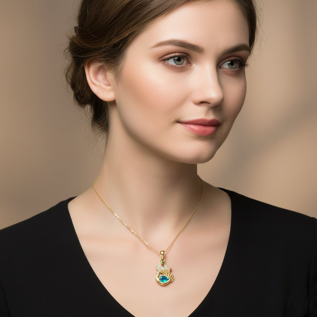 D'Joy Pfau Triplett Quarz und Zirkon Ring und Anhänger