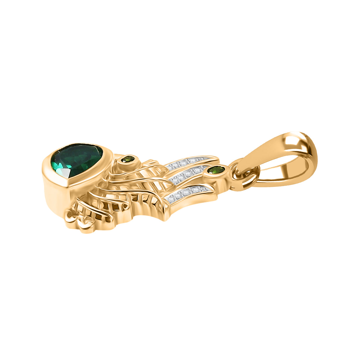 D'Joy Pfau Triplett Quarz und Zirkon Ring und Anhänger