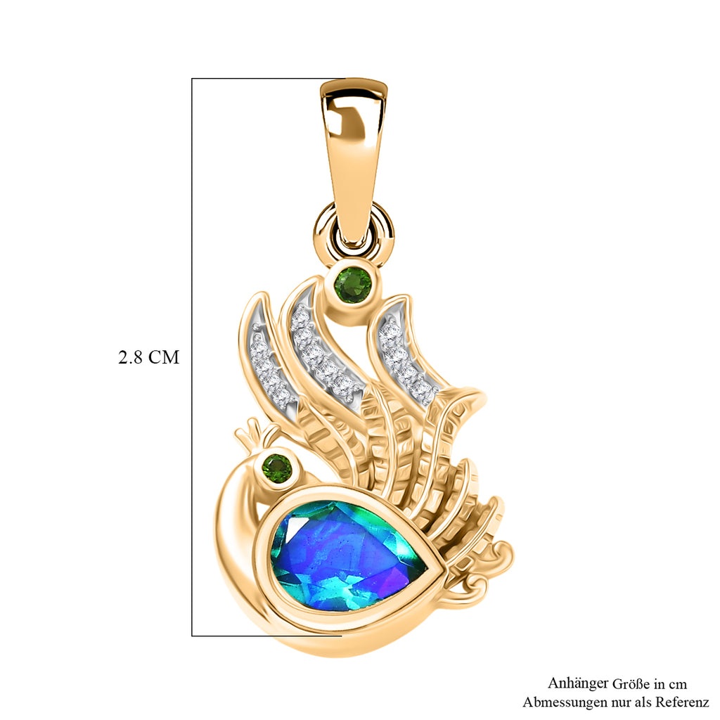 D'Joy Pfau Triplett Quarz und Zirkon Ring und Anhänger