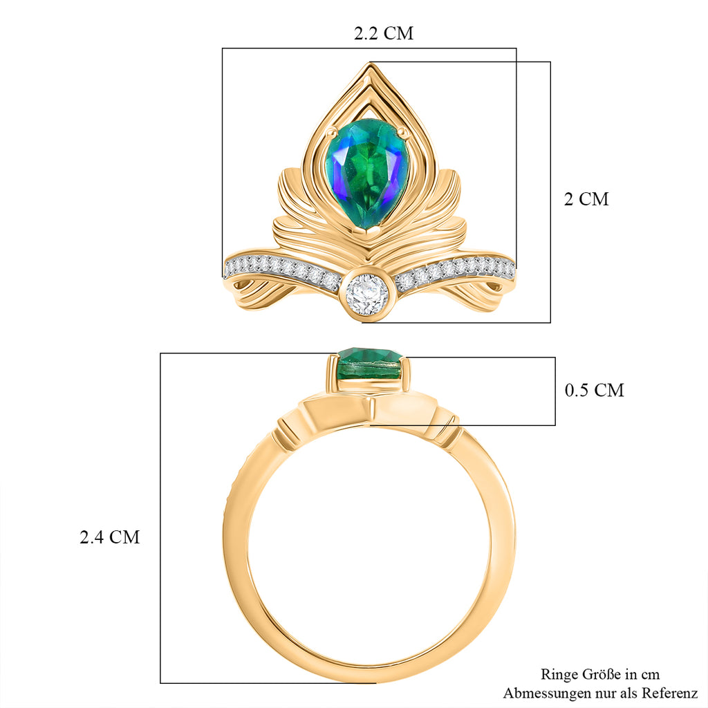 D'Joy Pfau Triplett Quarz und Zirkon Ring und Anhänger