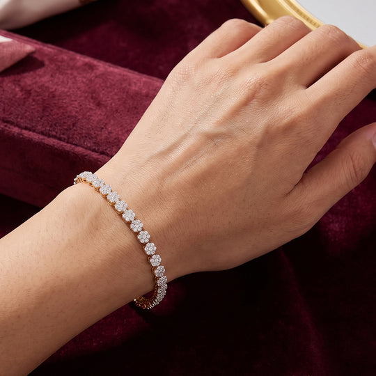 LUXURIANT SGL zertifizierter SI-GH Labor Diamant 19cm Armband, 925 Silber rhodiniert - 2,50 ct.