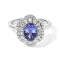 D'Joy AA Tansanit, Moissanit Ring 925 Silber Rhodiniert (Größe 18.00) ca. 1,85 ct