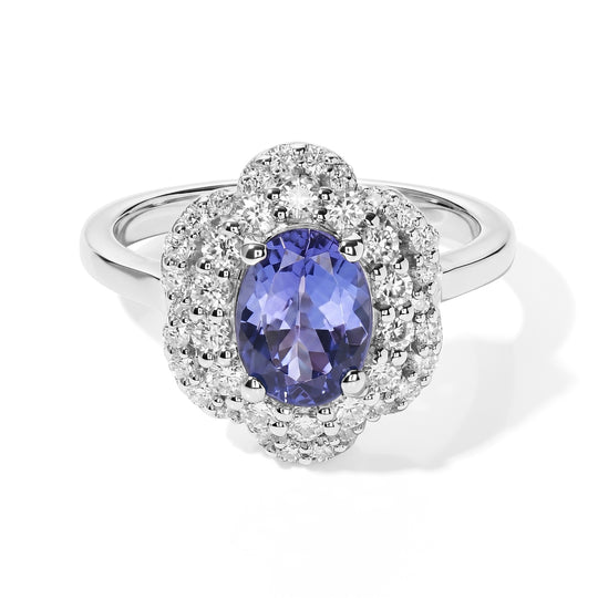 D'Joy AA Tansanit, Moissanit Ring 925 Silber Rhodiniert (Größe 18.00)   (10-16 Werktage Lieferzeit) ca. 1,85 ct