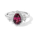 D'Joy AA Rosa Granat, Moissanit Ring 925 Silber Rhodiniert (Größe 18.00) ca. 2,10 ct