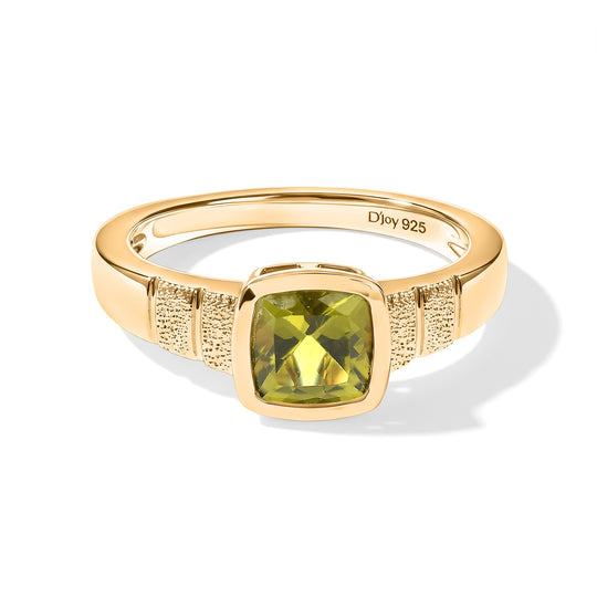 D'Joy Peridot Arizona Ring, 925 Silber 750 Gelbgold Vermeil - 1,20 ct.