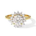 D'Joy GRA zertifiziert Moissanit Ring 925 Silber 750 Gelbgold vermeil (Größe 17.00) ca. 2.18 ct