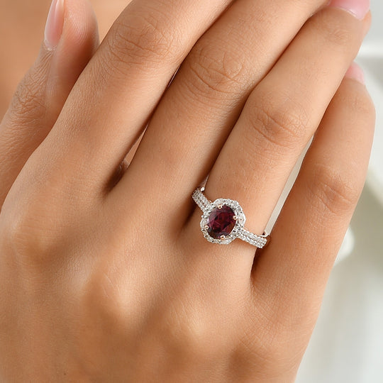 D'Joy AA Rosa Granat, Moissanit Ring 925 Silber 750 Roségold vermeil (Größe 18.00)   (10-16 Werktage Lieferzeit) ca. 2,07 ct