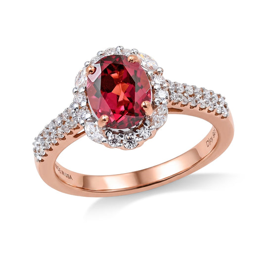 D'Joy AA Rosa Granat, Moissanit Ring 925 Silber 750 Roségold vermeil (Größe 18.00)   (10-16 Werktage Lieferzeit) ca. 2,07 ct