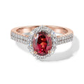 D'Joy AA Rosa Granat, Moissanit Ring 925 Silber 750 Roségold vermeil (Größe 18.00) ca. 2,07 ct