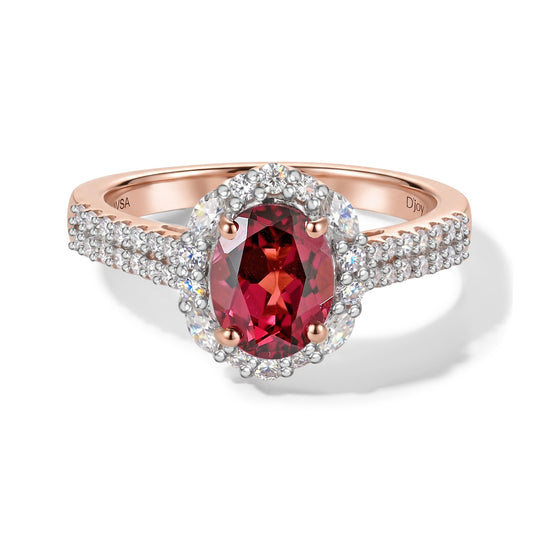 D'Joy AA Rosa Granat, Moissanit Ring 925 Silber 750 Roségold vermeil (Größe 18.00)   (10-16 Werktage Lieferzeit) ca. 2,07 ct