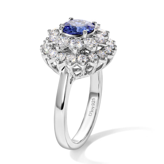 D'Joy AA Tansanit, Moissanit Ring 925 Silber Rhodiniert (Größe 18.00)   (10-16 Werktage Lieferzeit) ca. 2,39 ct