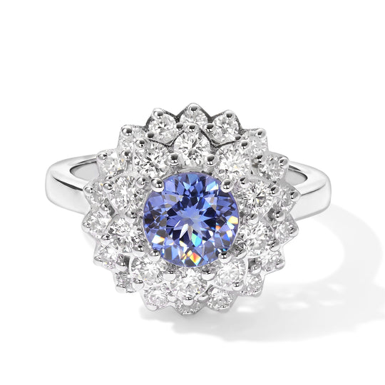 D'Joy AA Tansanit, Moissanit Ring 925 Silber Rhodiniert (Größe 18.00)   (10-16 Werktage Lieferzeit) ca. 2,39 ct