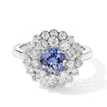 D'Joy AA Tansanit, Moissanit Zertifiziert Ring 925 Silber Rhodiniert (Größe 18.00)     (10-15 Werktage Lieferzeit) ca. 2,39 ct