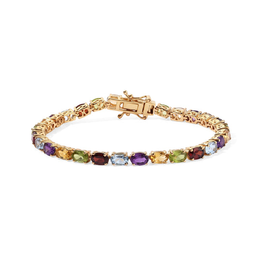 EverTrue Multi Edelstein 20cm Armband, 950 Kupfer mit Gelbgold E-Beschichtung - 19,94 ct.