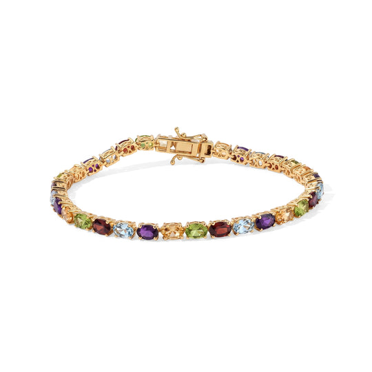 EverTrue Multi Edelstein 20cm Armband, 950 Kupfer mit Gelbgold E-Beschichtung - 19,94 ct.