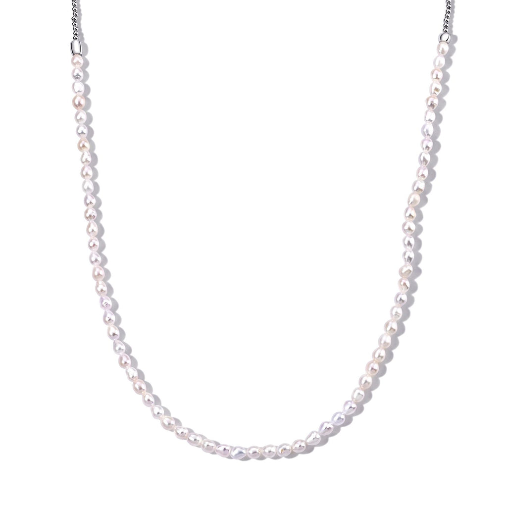 Weiße Süßwasser Perle (4-6 mm) Halskette ca. 45 cm 316L Edelstahl