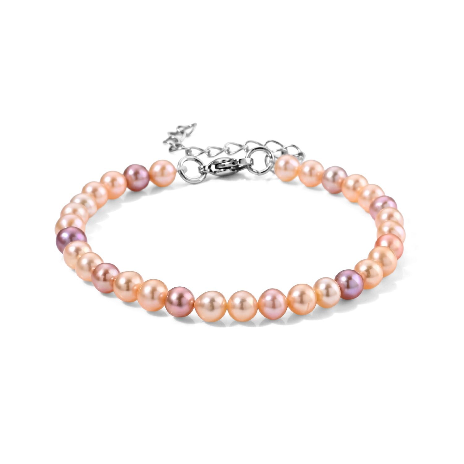 Mehrfarbige Süßwasser Perle (5-6 mm) Armband ca. 18 cm + 5 cm Extender 316L Edelstahl