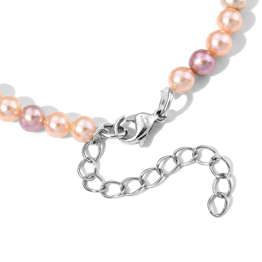 Mehrfarbige Süßwasser Perle (5-6 mm) Armband ca. 18 cm + 5 cm Extender 316L Edelstahl