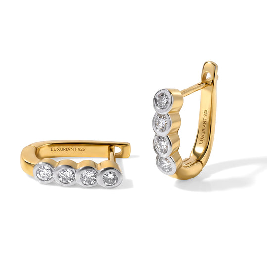LUXURIANT SI-GH Labor Diamant Ohrringe, 925 Silber 750 Gelbgold Vermeil - 0,50 ct.