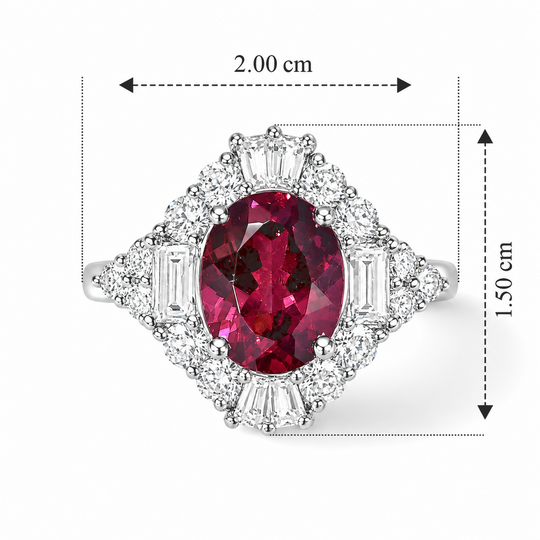 D'Joy AA Farbwechsel Granat, Moissanit Ring 925 Silber Rhodiniert (Größe 18.00)   (10-16 Werktage Lieferzeit) ca. 3,15 ct