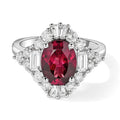 D'Joy AA Farbwechsel Granat, Moissanit Ring 925 Silber Rhodiniert (Größe 18.00)   (10-16 Werktage Lieferzeit) ca. 3,15 ct