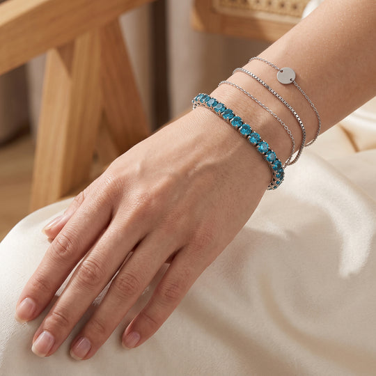 D'Joy Paraiba Moissanit Armband ca. 19 cm 925 Silber Rhodiniert ca. 15,06 ct.