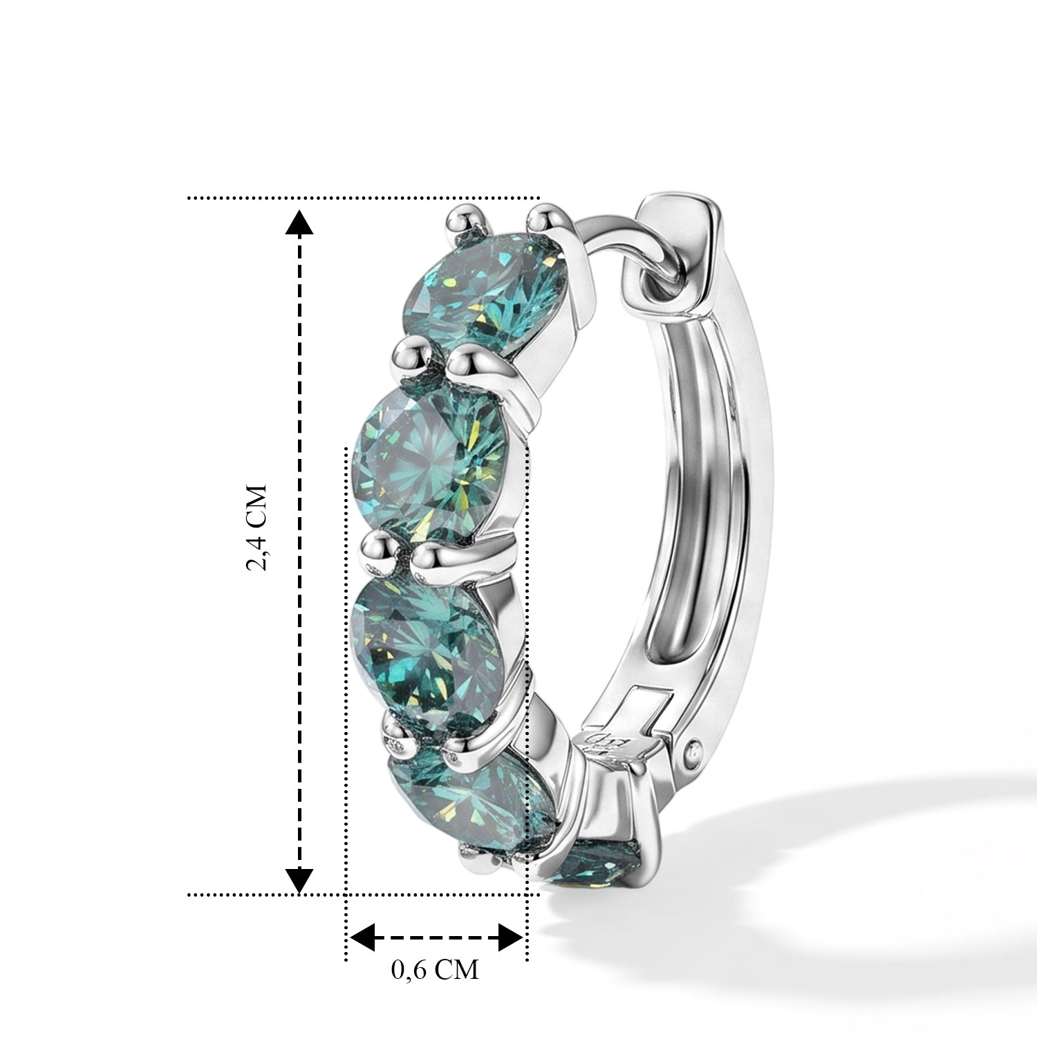 D'Joy Paraiba Moissanit Ohrringe 925 Silber Rhodiniert ca. 4,43 ct.