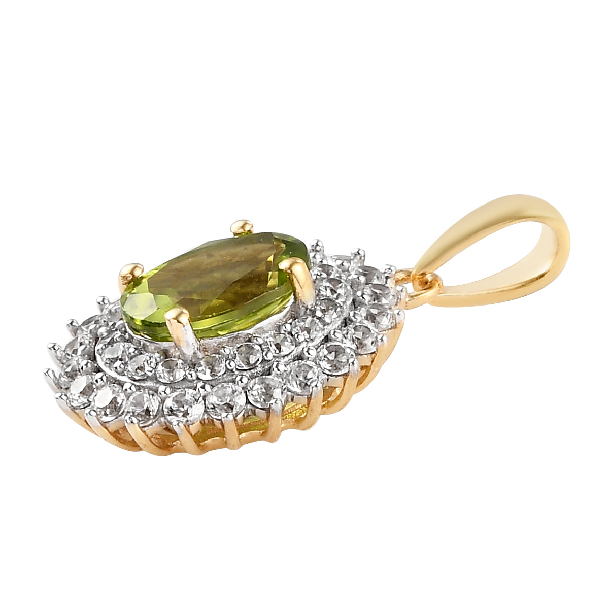Natürlicher Peridot und Zirkon-Anhänger, 925 Silber vergoldet ca. 2,99 ct