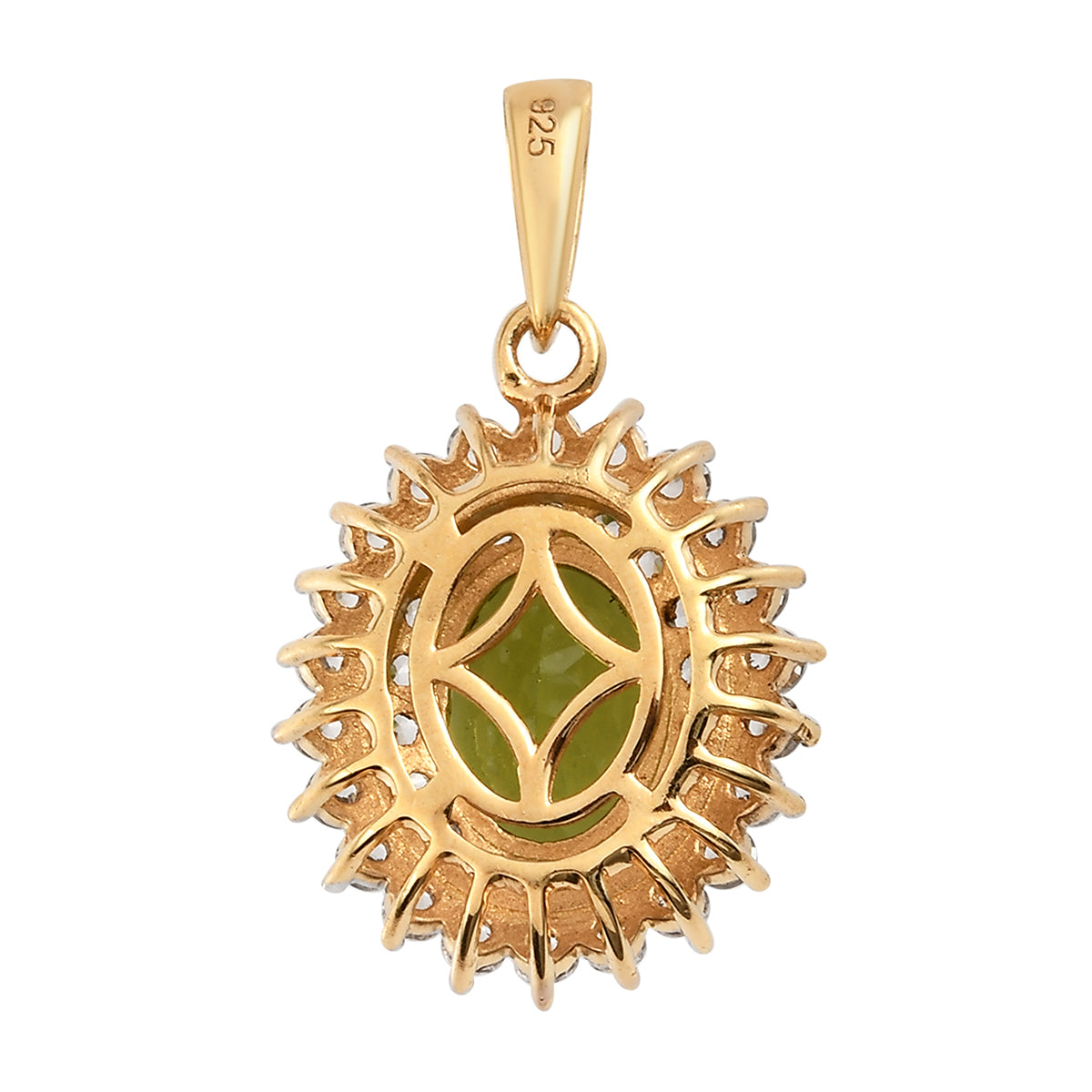 Natürlicher Peridot und Zirkon-Anhänger, 925 Silber vergoldet ca. 2,99 ct