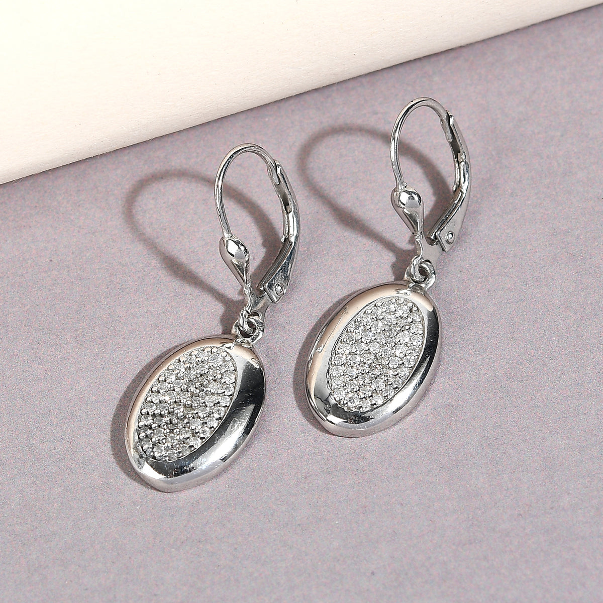 88 Facetten Moissanit Ohrringe 925 Silber platiniert ca. 0,43 ct.