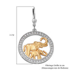 LUSTRO STELLA - weiße Zirkonia Elefant-Ohrringe, 925 Silber Bicolor, ca. 1,52 ct