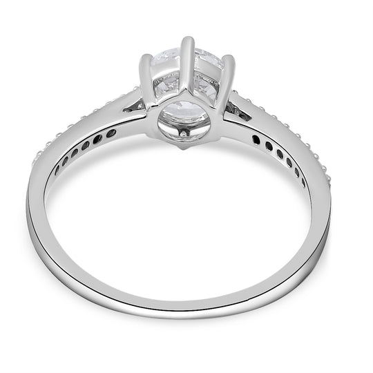 LUSTRO STELLA weißer Zirkonia Solitär Ring, 925 Silber rhodiniert