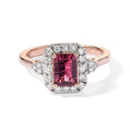 D'Joy AA Rosa Granat, Moissanit Ring 925 Silber 750 Roségold vermeil (Größe 17.00) ca. 1,50 ct