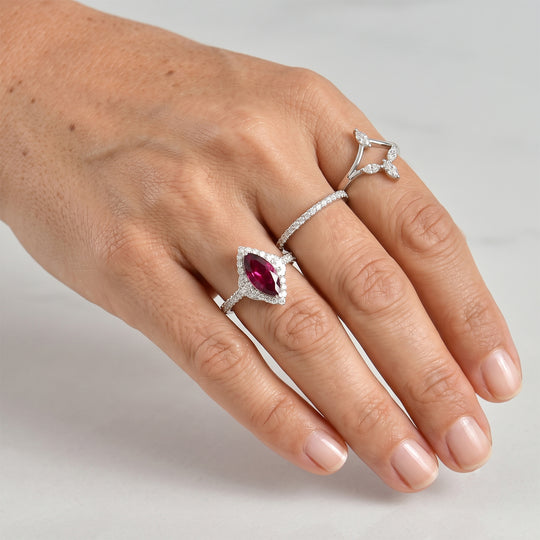 D'Joy AA Farbwechsel Granat, Moissanit Ring 925 Silber Rhodiniert (Größe 18.00)   (10-16 Werktage Lieferzeit) ca. 1,74 ct