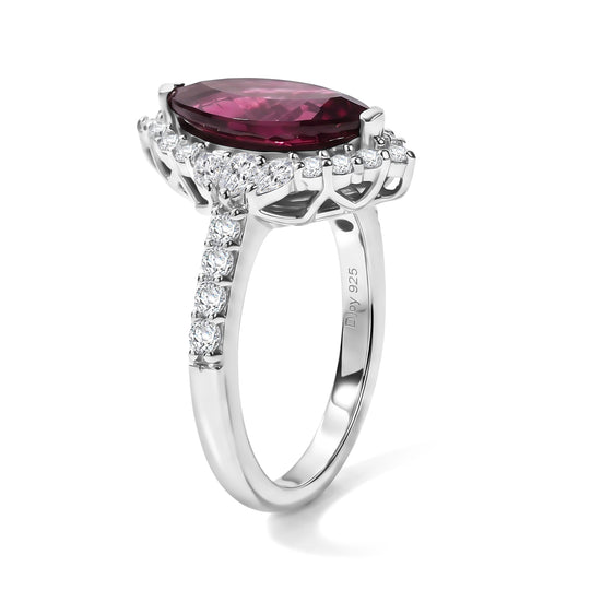 D'Joy AA Farbwechsel Granat, Moissanit Ring 925 Silber Rhodiniert (Größe 18.00)   (10-16 Werktage Lieferzeit) ca. 1,74 ct