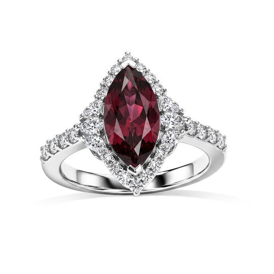 D'Joy AA Farbwechsel Granat, Moissanit Ring 925 Silber Rhodiniert (Größe 18.00)   (10-16 Werktage Lieferzeit) ca. 1,74 ct