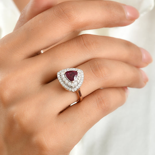 D'Joy AA Farbwechsel Granat, Moissanit Ring 925 Silber 750 Roségold vermeil (Größe 17.00)   (10-16 Werktage Lieferzeit) ca. 2,71 ct